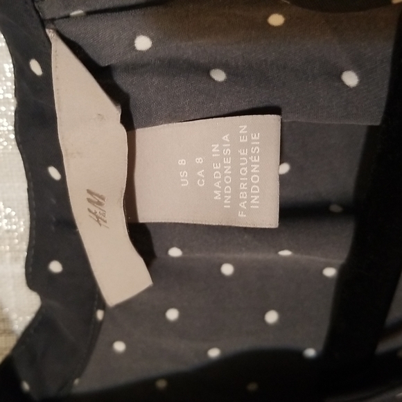 H&M Dress Size 8 Long Sleeve Polka Dot Preppy - Picture 3 of 8